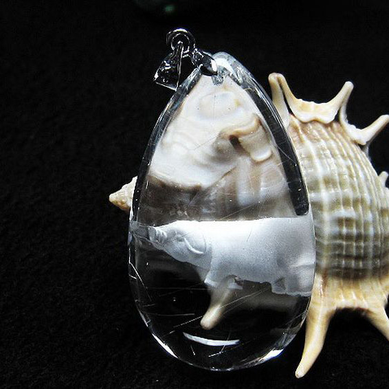 ルチル十二支「亥」彫刻入り  ペンダント 限定販売品[T365-172]