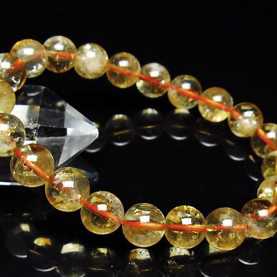 虹入り シトリン ブレスレット 9mm [t366-12646] 