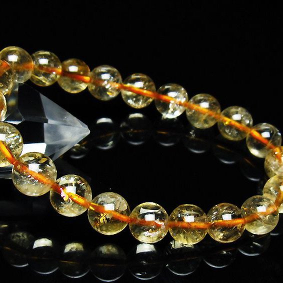 虹入り シトリン ブレスレット 9mm [T366-13197]