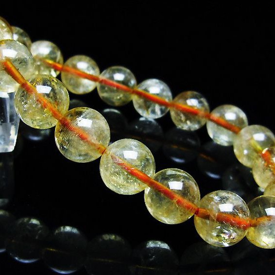虹入り シトリン ブレスレット 10mm [T366-13305]