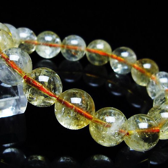 虹入り シトリン ブレスレット 12mm [T366-13334]