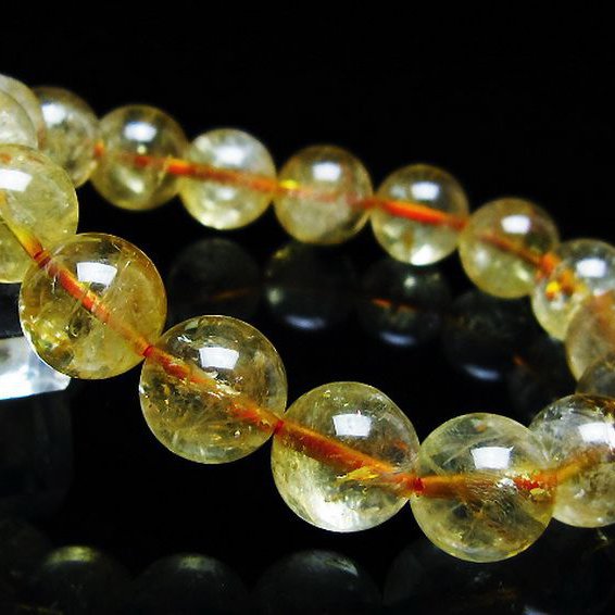 虹入り シトリン ブレスレット 12mm [T366-13349]