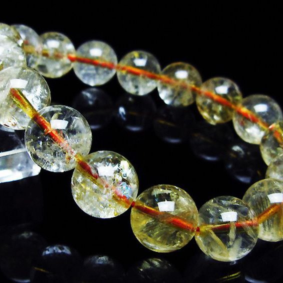 虹入り シトリン ブレスレット 12mm [T366-13351]