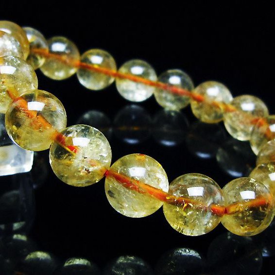 虹入り シトリン ブレスレット 10mm [T366-13368]