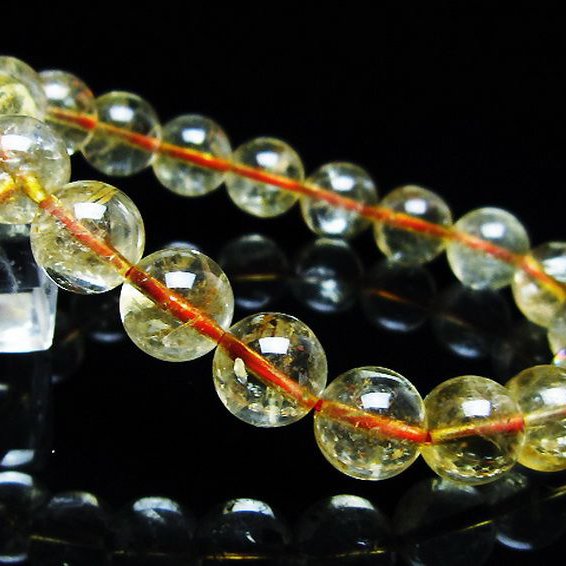 虹入り シトリン ブレスレット 10mm [T366-13379]