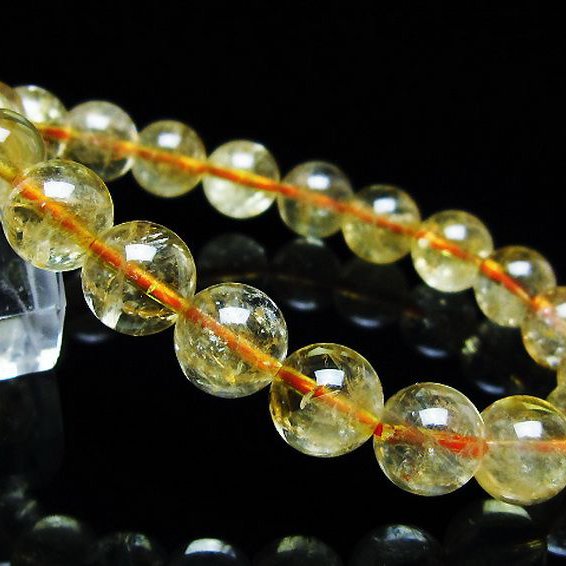 虹入り シトリン ブレスレット 9mm [t366-13381]