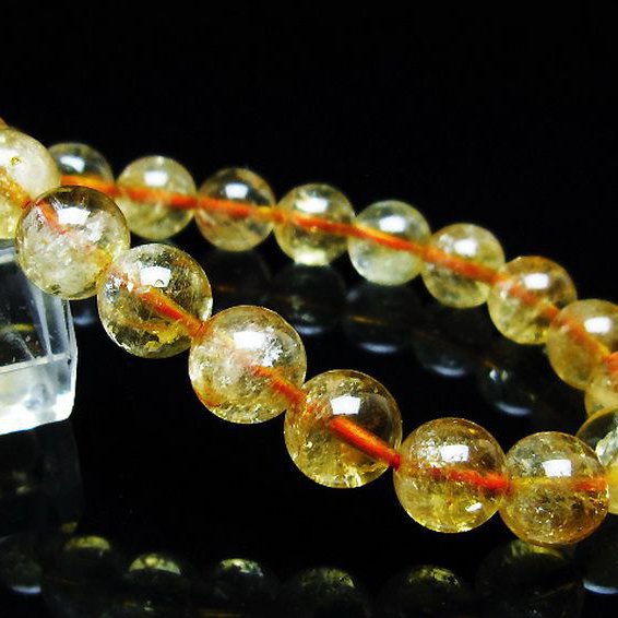 虹入り シトリン ブレスレット 10mm [T366-13382]