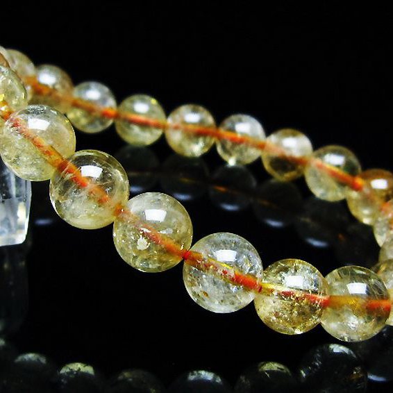 虹入り シトリン ブレスレット 9mm [T366-13384]
