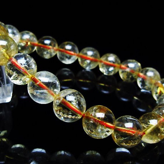虹入り シトリン ブレスレット 10mm [T366-13399]