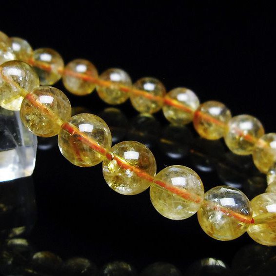 虹入り シトリン ブレスレット 9mm [t366-13598]