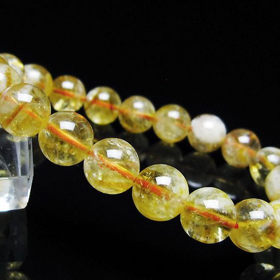 虹入り シトリン ブレスレット 9mm [t366-13611]