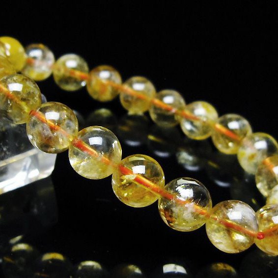虹入り シトリン ブレスレット 9mm [t366-13660]