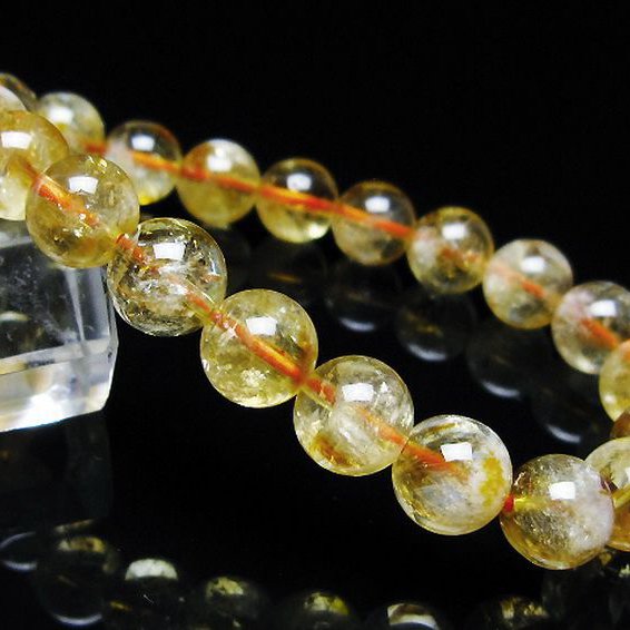 虹入り シトリン ブレスレット 9mm [t366-13663]