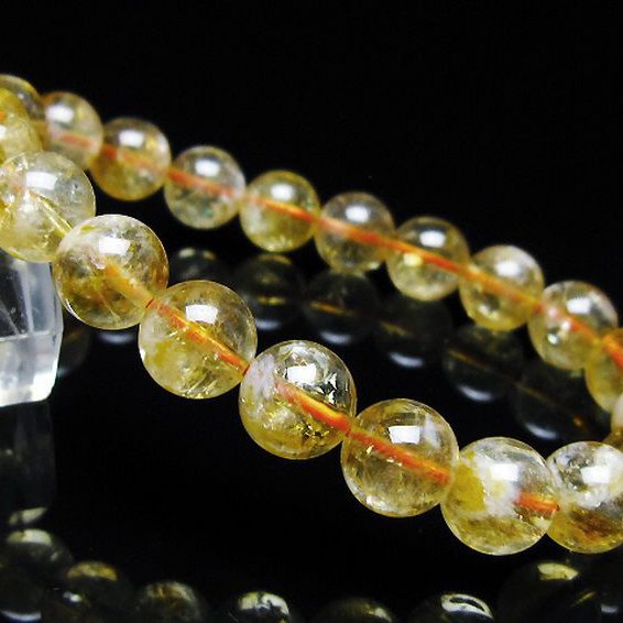 虹入り シトリン ブレスレット 9mm [t366-13664]