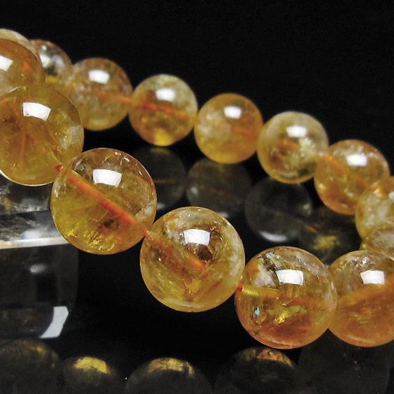 虹入り シトリン ブレスレット 14mm [t366-13892]
