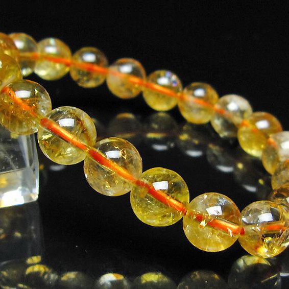 虹入り シトリン ブレスレット 9mm [t366-13940]