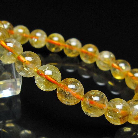 虹入り シトリン ブレスレット 9mm [t366-13941]