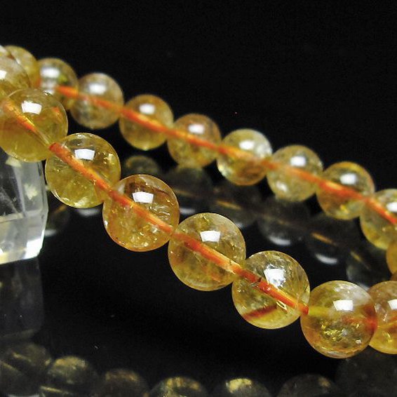 虹入り シトリン ブレスレット 9mm [t366-13946]