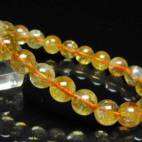 虹入り シトリン ブレスレット 9mm [t366-13949]