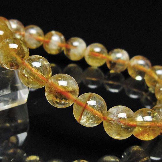 虹入り シトリン ブレスレット 10mm [t366-13985]