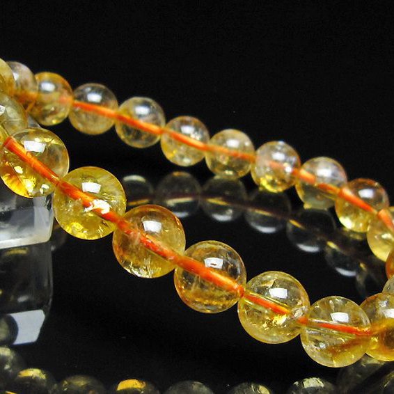 虹入り シトリン ブレスレット 9mm [t366-13987]