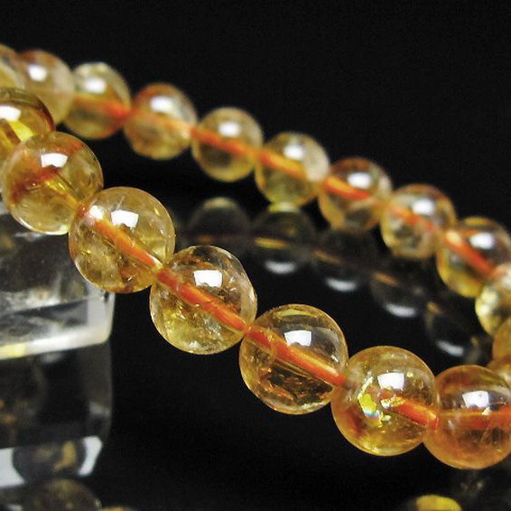 虹入り シトリン ブレスレット 9mm [t366-13996]