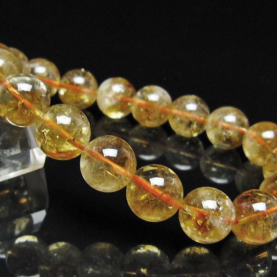 虹入り シトリン ブレスレット 11mm [t366-14002]
