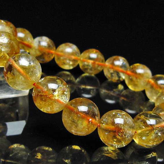 虹入り シトリン ブレスレット 13mm [t366-14003]