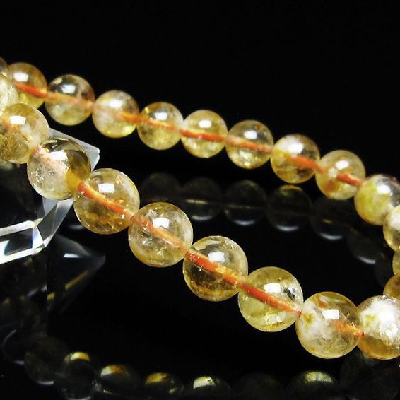 虹入り シトリン ブレスレット 8mm [t366-14067]