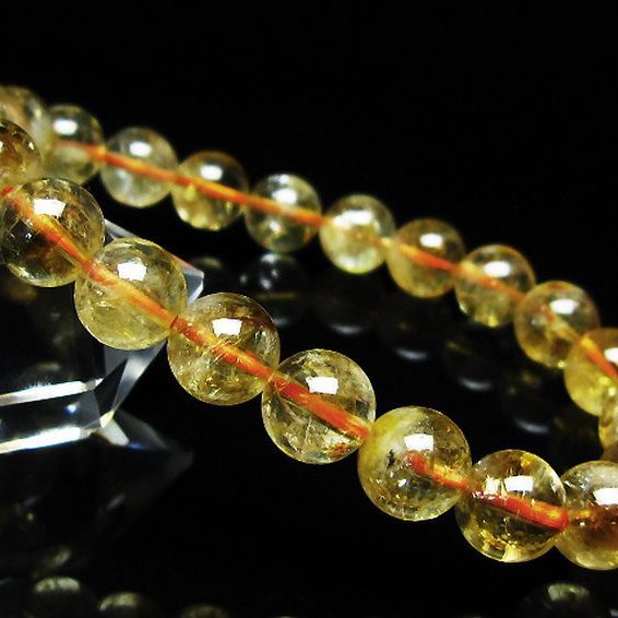 虹入り シトリン ブレスレット 9mm [t366-14207]