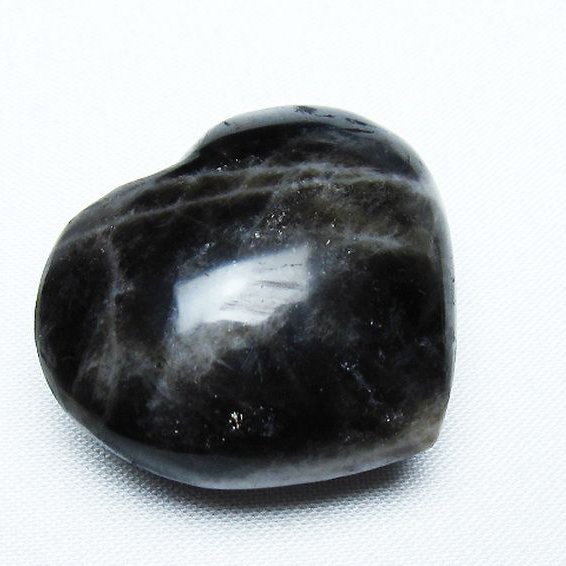 モリオン 純天然 黒水晶 ハート 置物 [t375-4399]