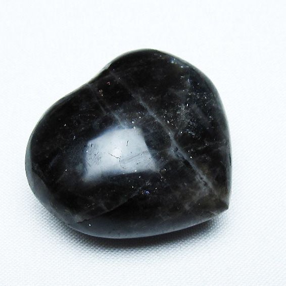 モリオン 純天然 黒水晶 ハート 置物 [t375-4403]