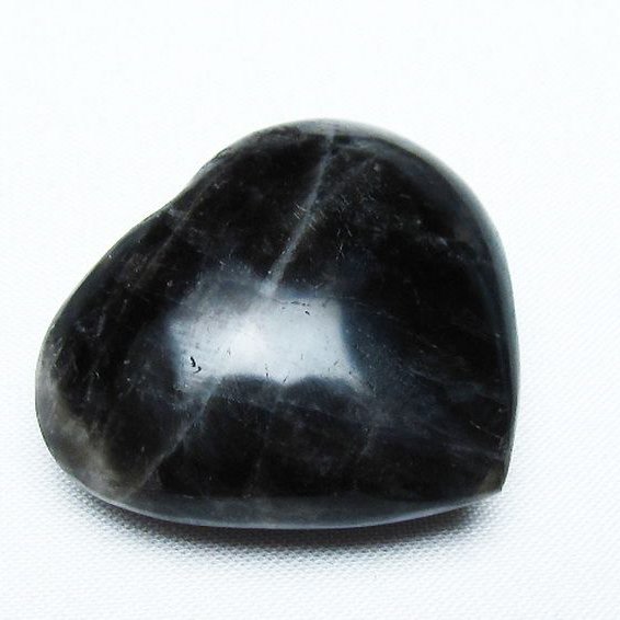 モリオン 純天然 黒水晶 ハート 置物 [t375-4424]