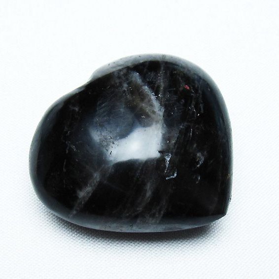 モリオン 純天然 黒水晶 ハート 置物 [t375-4474]