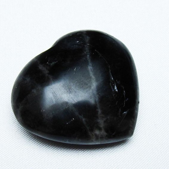 モリオン 純天然 黒水晶 ハート 置物[T375-4493]