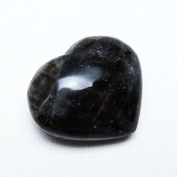 モリオン 純天然 黒水晶 ハート 置物 [t375-4583]