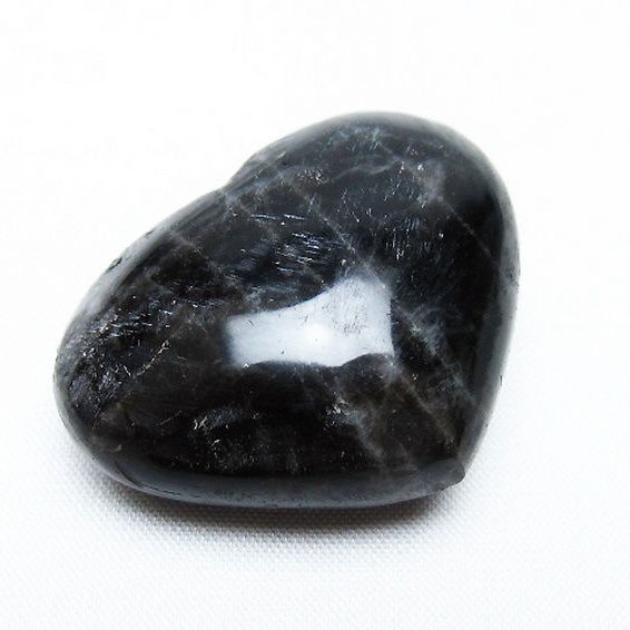 モリオン 純天然 黒水晶 ハート 置物 [t375-4618]