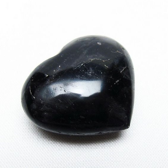 モリオン 純天然 黒水晶 ハート 置物 [t375-4720]