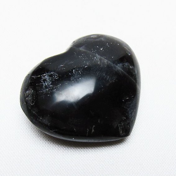 モリオン 純天然 黒水晶 ハート 置物 [t375-4727]