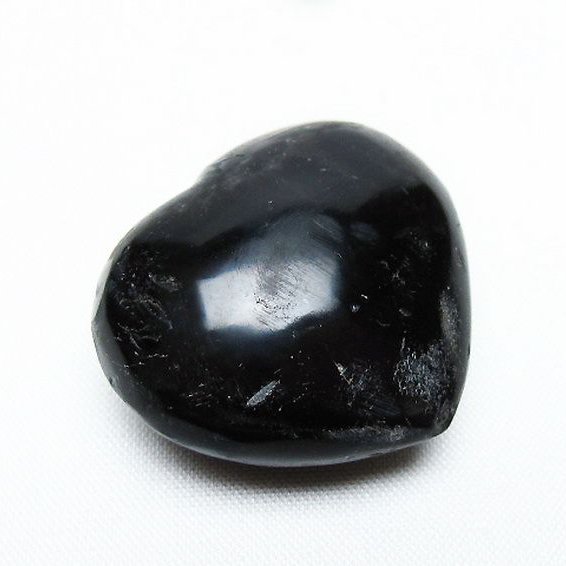 モリオン 純天然 黒水晶 ハート 置物[T375-4731]