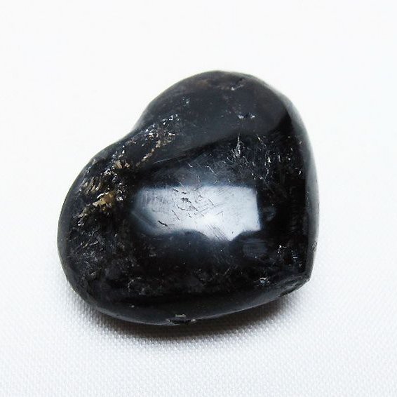 モリオン 純天然 黒水晶 ハート 置物 [t375-4753]