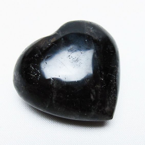 モリオン 純天然 黒水晶 ハート 置物 [t375-4765]