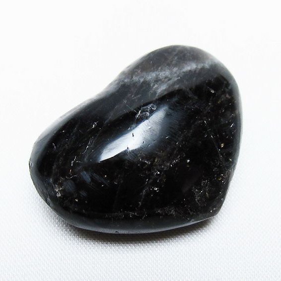 モリオン 純天然 黒水晶 ハート 置物 [t375-4778]