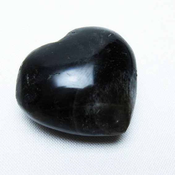 モリオン 純天然 黒水晶 ハート 置物 [t375-4802]