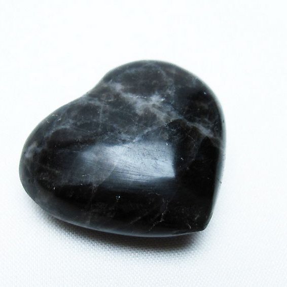 モリオン 純天然 黒水晶 ハート 置物 [t375-4808]