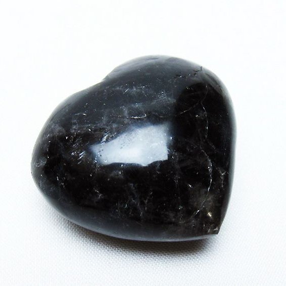モリオン 純天然 黒水晶 ハート 置物 [t375-4859]