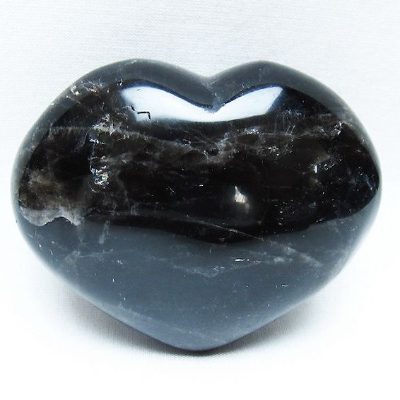 モリオン 純天然 黒水晶 ハート 置物 [t375-5065]