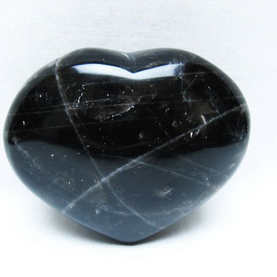 モリオン 純天然 黒水晶 ハート 置物 [t375-5067]