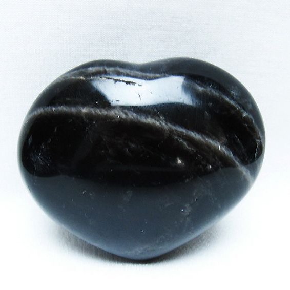 モリオン 純天然 黒水晶 ハート 置物[T375-5072]