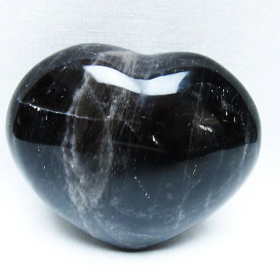 モリオン 純天然 黒水晶 ハート 置物 [t375-5073]